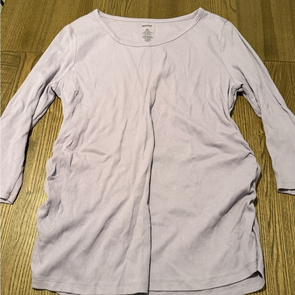 Sonoma Light Lavender Ribbed Scoop Neck Long Sleeve Top - Picture 2 of 4